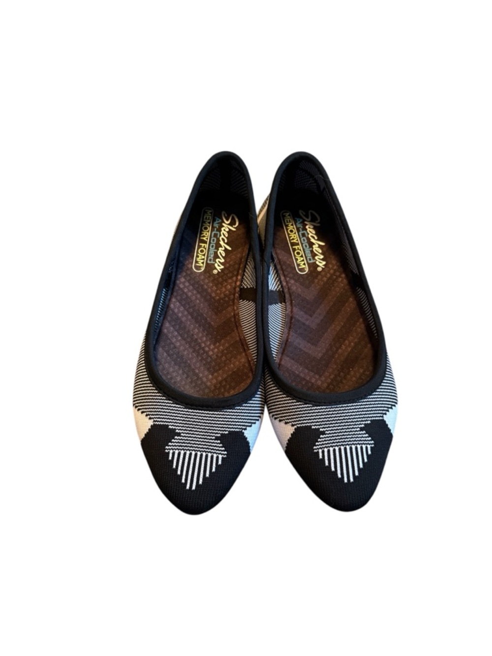 Skechers Black and White Patterned Memory Foam Ballet Flats